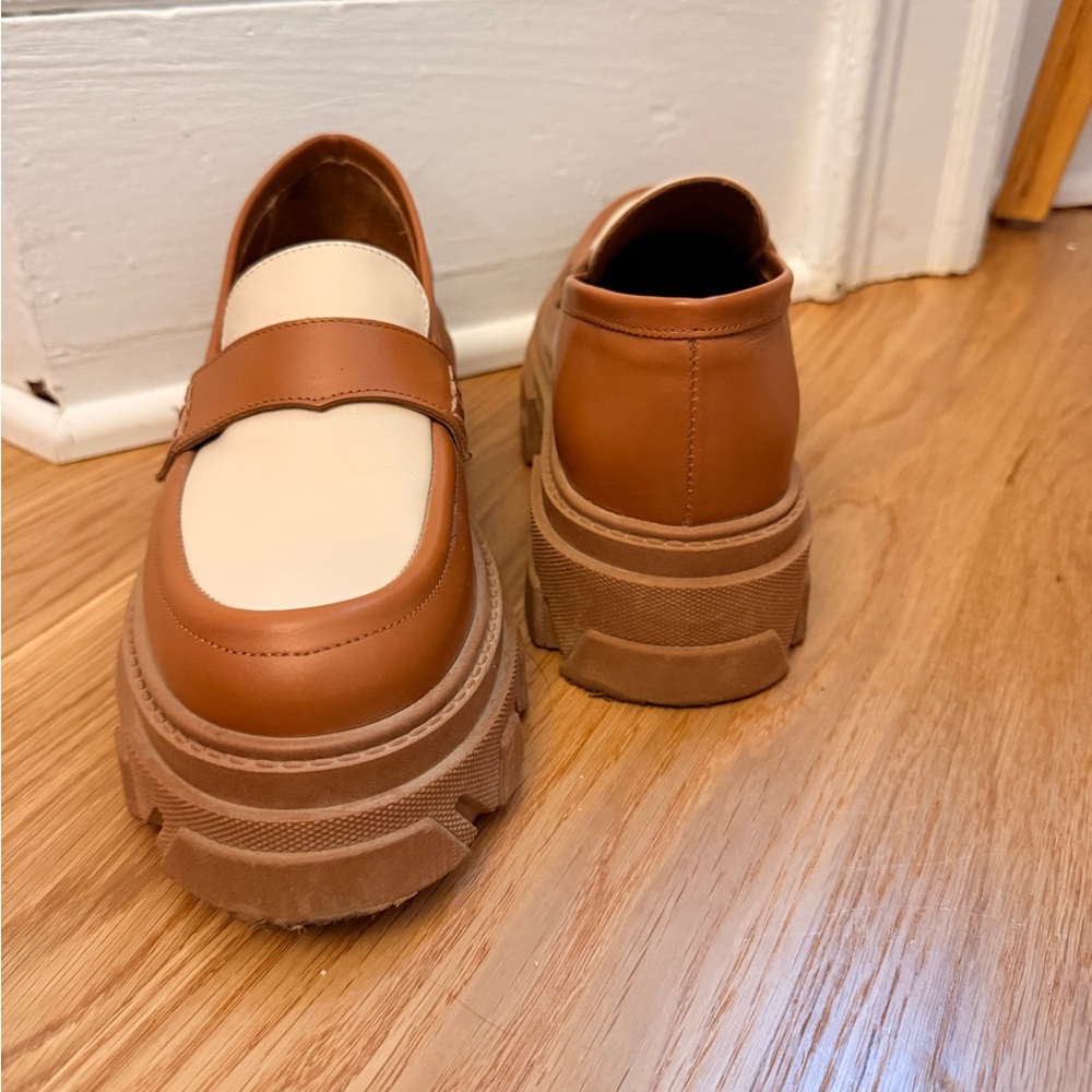ALOHAS Chunky Brown and Cream Platform Loafers - Picture 6 of 7